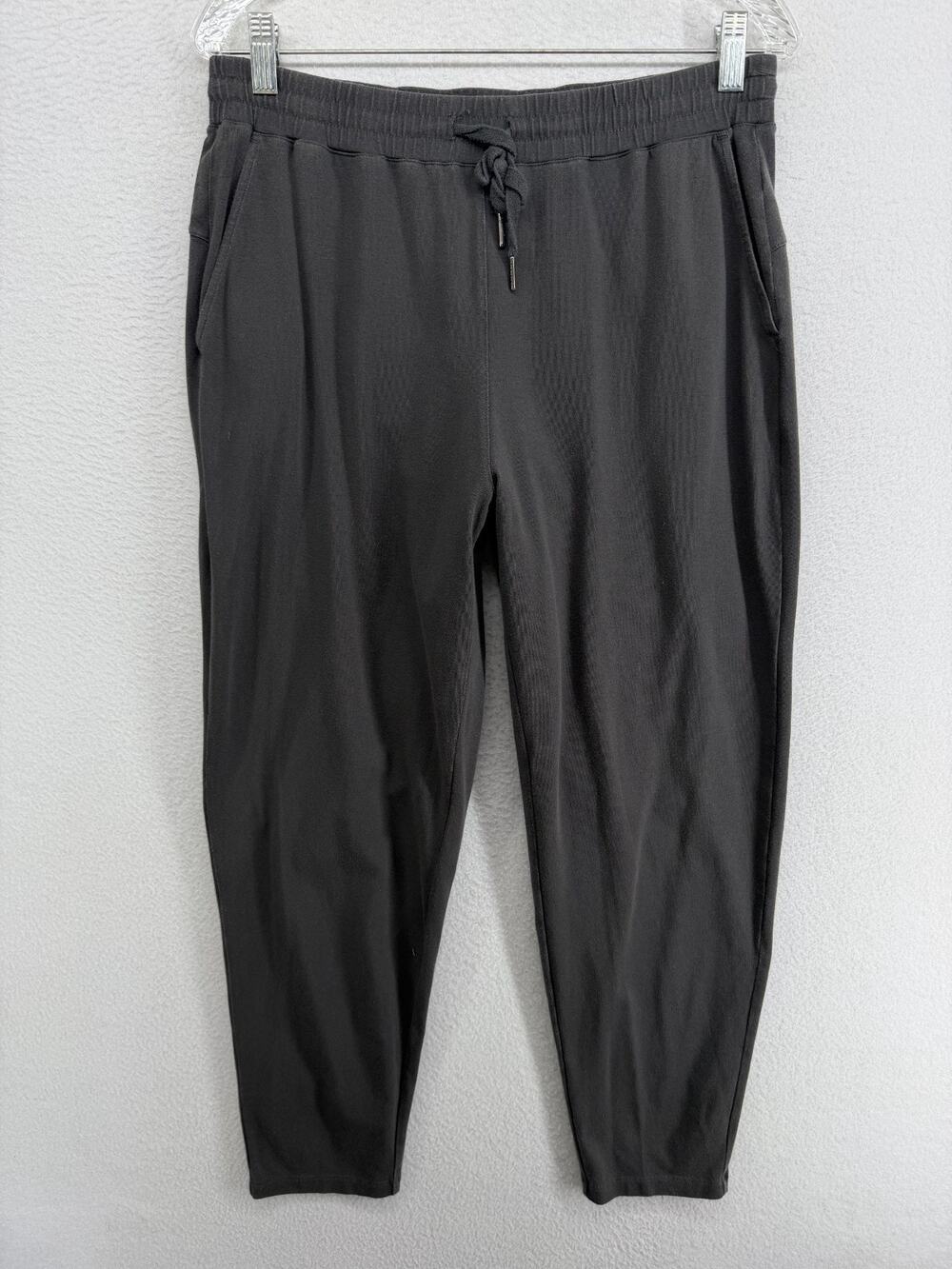 EILEEN FISHER Pants M Cotton Stretch Jersey Jogger Tapered Drawstring Gray USA